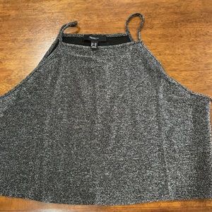 Forever 21 Metallic Silver Plus Crop Top Stretchy